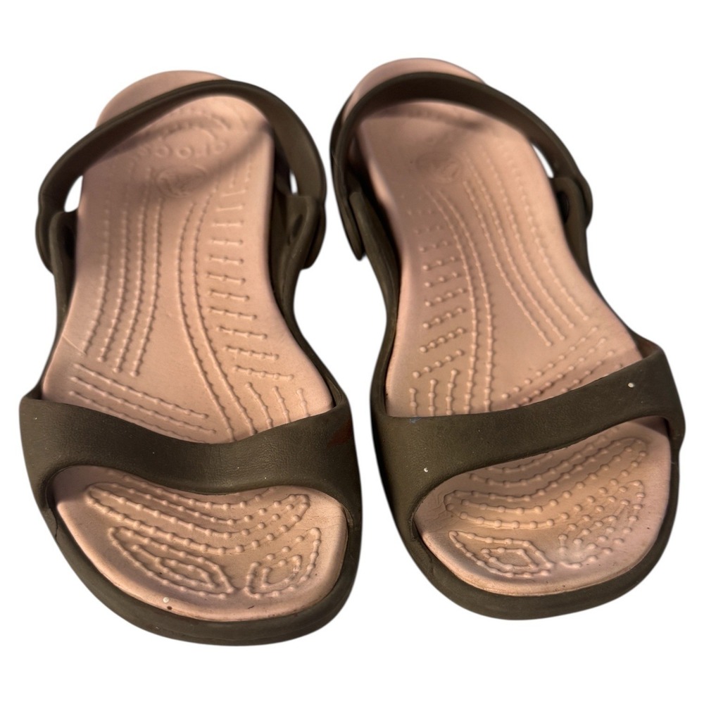 Crocs Women's Sandals Olive Green Size 7 Slingback Comfort Flat